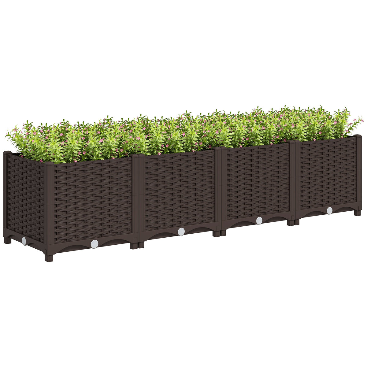 63" x 15.7" x 14.6" Plastic Raised Garden Bed with Drainage Holes, Brown