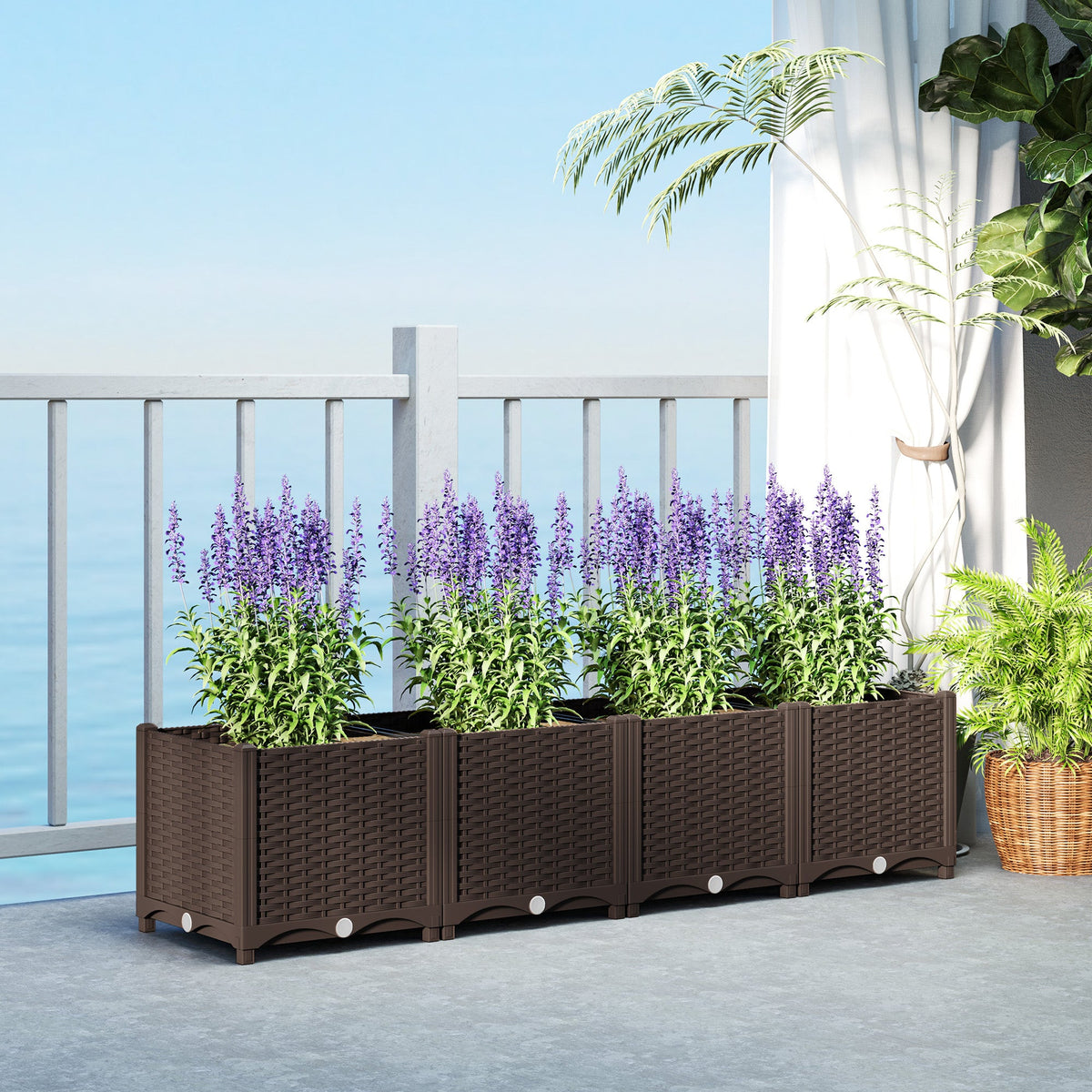 63" x 15.7" x 14.6" Plastic Raised Garden Bed with Drainage Holes, Brown
