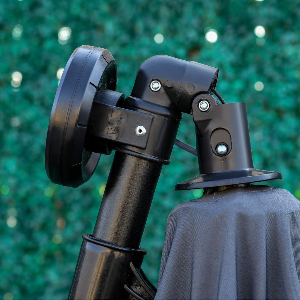 10' Solar Banana Umbrella with Lights & Adjustable Angle, Dark Gray