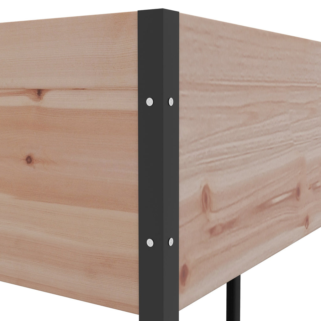Wooden Elevated Planter Box with Wheels & Drainage Holes