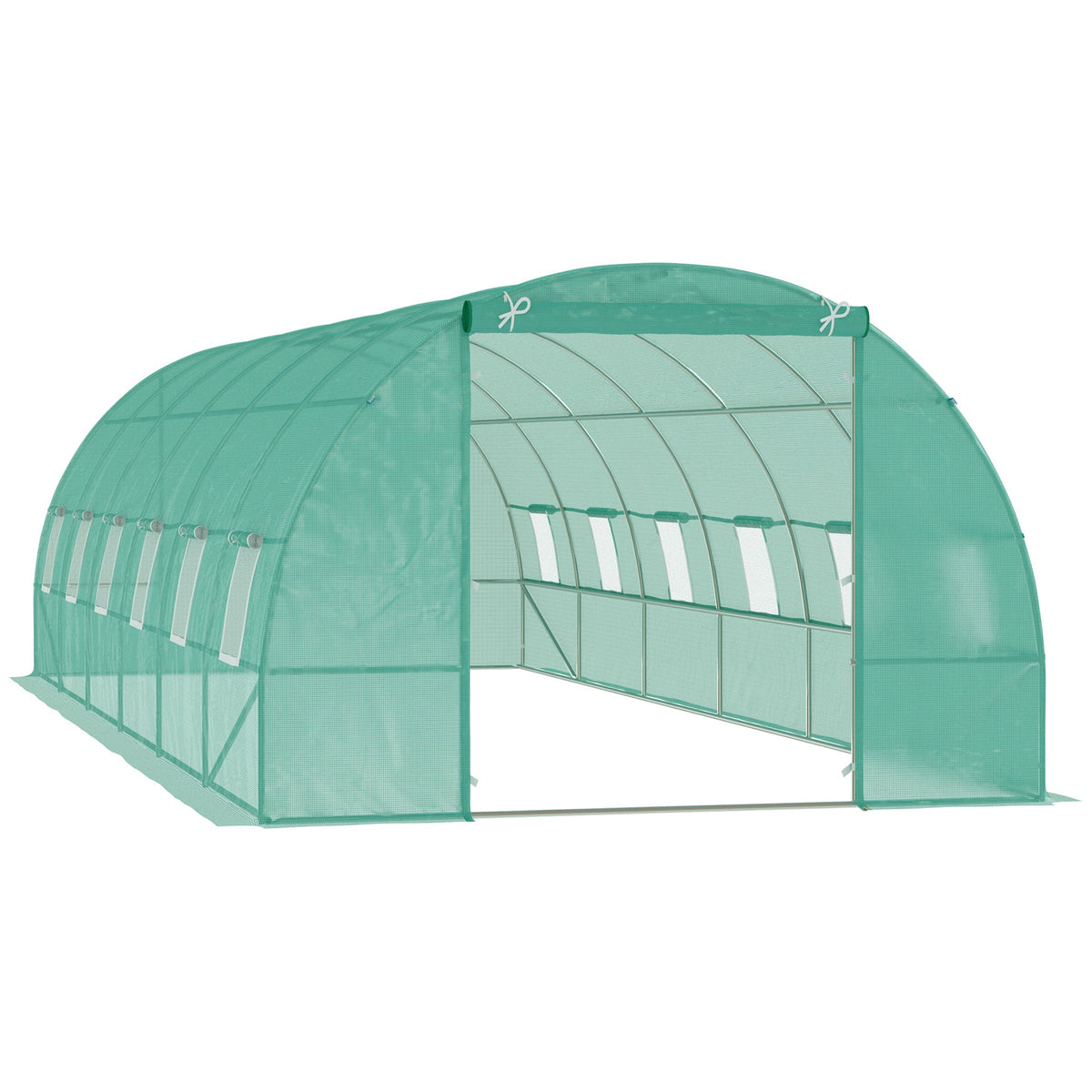 26' x 10' x 6.6' Walk-in Tunnel Greenhouse with Premium Steel Frame, Dark Green
