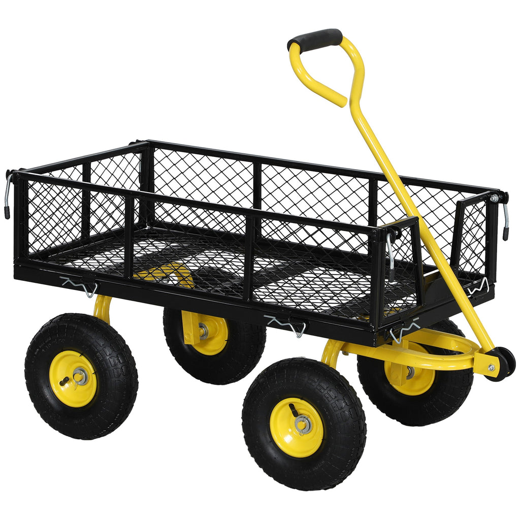 Heavy Duty Steel Garden Cart with Removable Sides & 180° Rotating Handle, 440lb Capacity