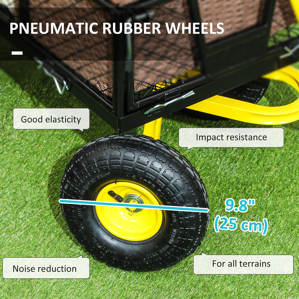 Heavy Duty Steel Garden Cart with Removable Sides & 180° Rotating Handle, 440lb Capacity