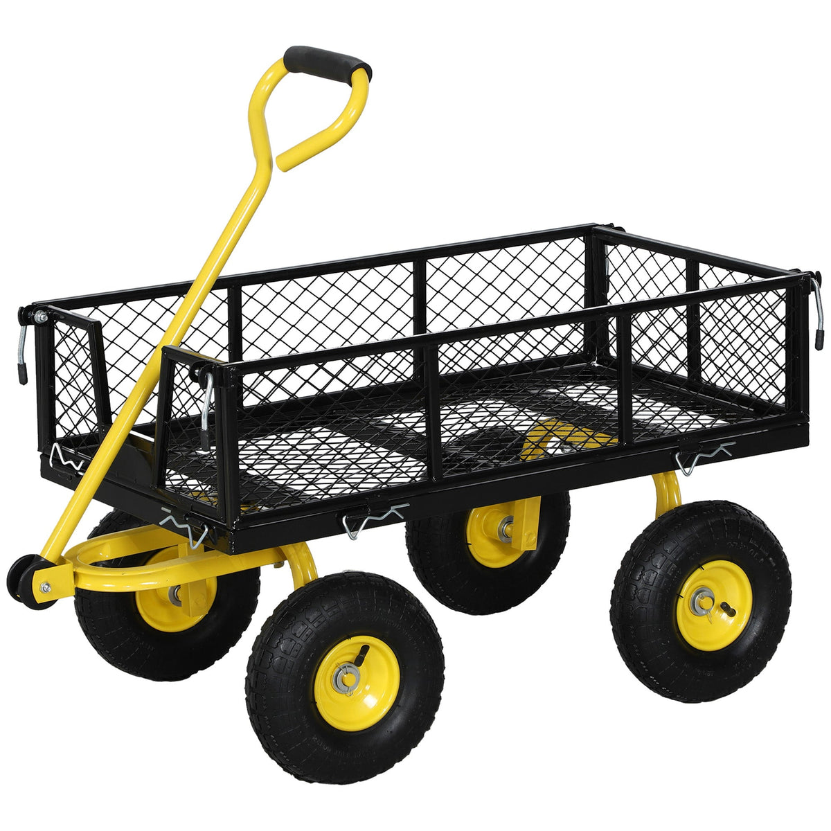 Heavy Duty Steel Garden Cart with Removable Sides & 180° Rotating Handle, 440lb Capacity