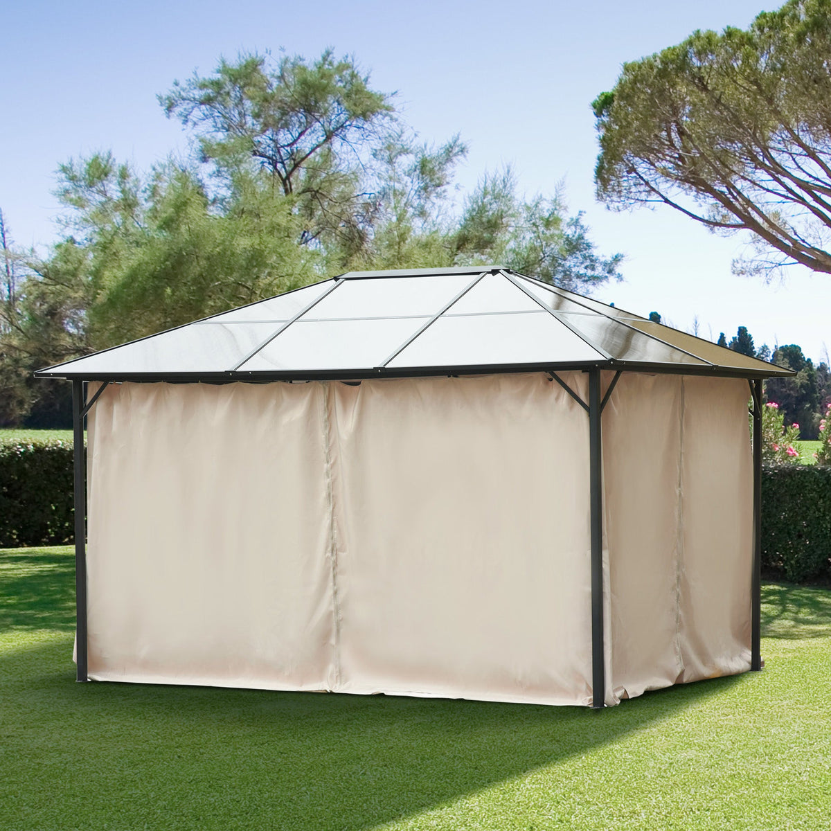 10' x 13' Universal Gazebo Sidewall Set (4 Panels) with Hooks, Beige