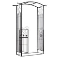 7ft Metal Outdoor Trellis, Arbor Backdrop Stand with Lucky Leaf Clover Doors, Black