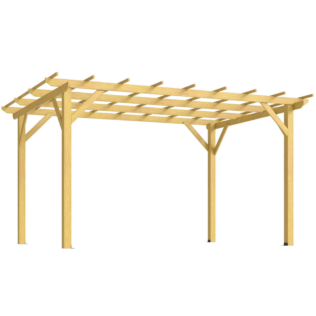 10' x 13' Wood Pergola with Concrete Anchors for Climbing Plants, Nature Wood