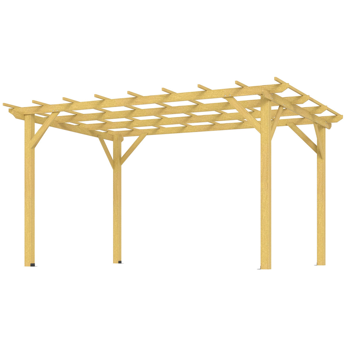 10' x 13' Wood Pergola with Concrete Anchors for Climbing Plants, Nature Wood