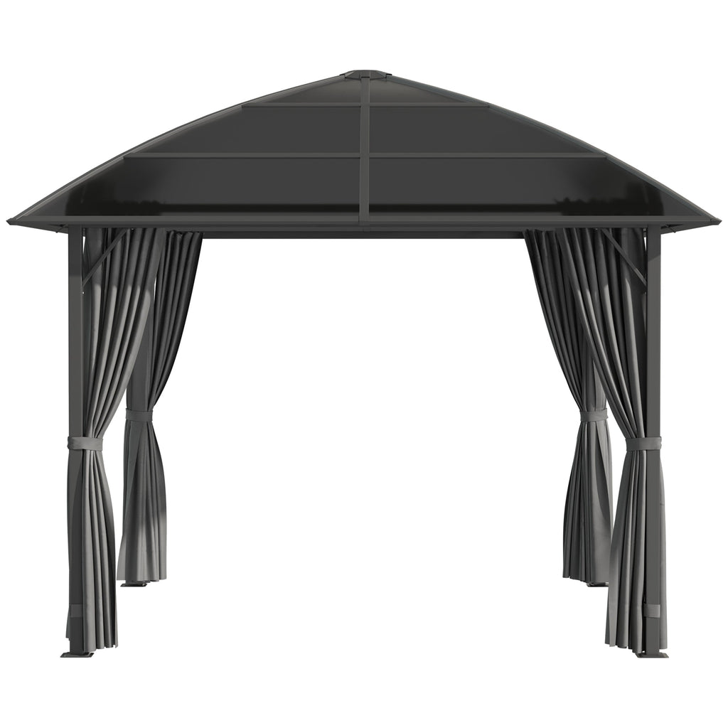 10' x 10' Pergola with Retractable Canopy & Curtains, Dark Grey