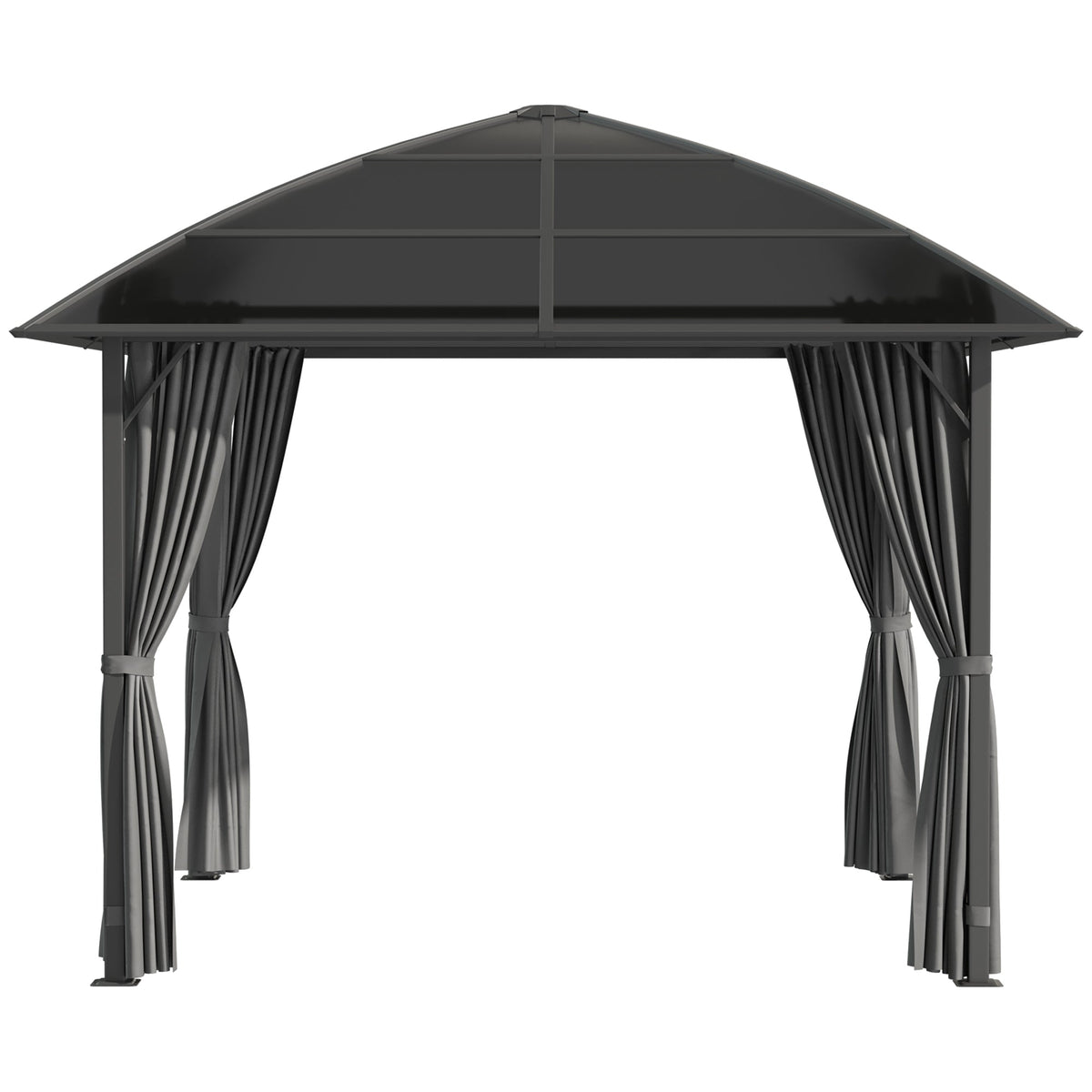 10' x 10' Pergola with Retractable Canopy & Curtains, Dark Grey