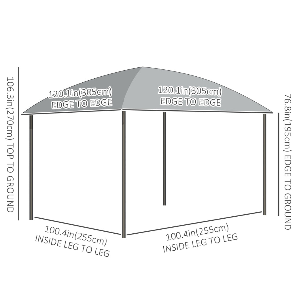 10' x 10' Pergola with Retractable Canopy & Curtains, Dark Grey
