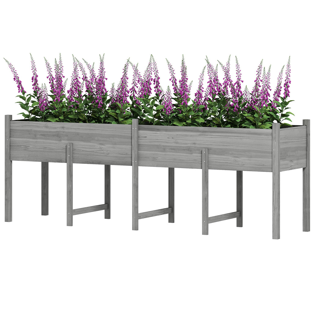 Wooden Raised Garden Bed with Liner, Legs and Drain Holes, Grey