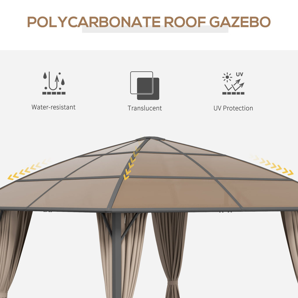 10' x 10' Hardtop Gazebo with UV60+ Polycarbonate Roof, Khaki