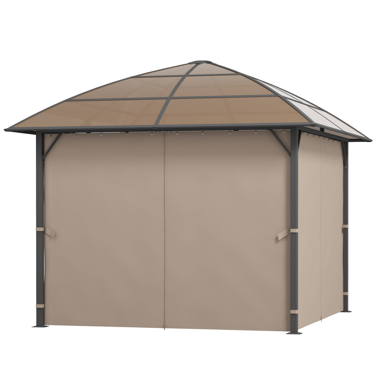 10' x 10' Hardtop Gazebo with UV60+ Polycarbonate Roof, Khaki