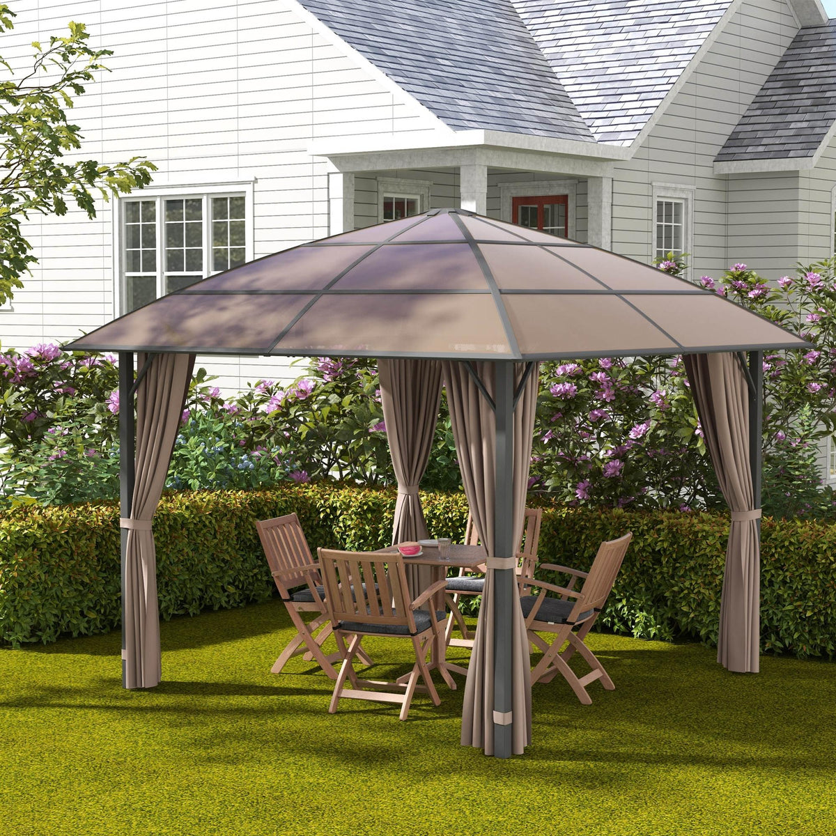 10' x 10' Hardtop Gazebo with UV60+ Polycarbonate Roof, Khaki