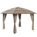 10' x 10' Hardtop Gazebo with UV60+ Polycarbonate Roof, Khaki