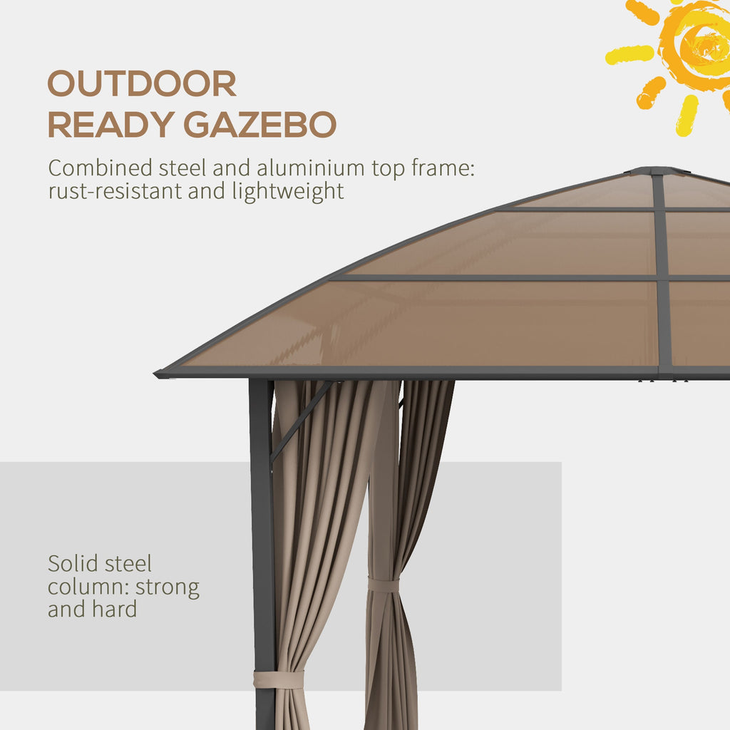 10' x 10' Hardtop Gazebo with UV60+ Polycarbonate Roof, Khaki