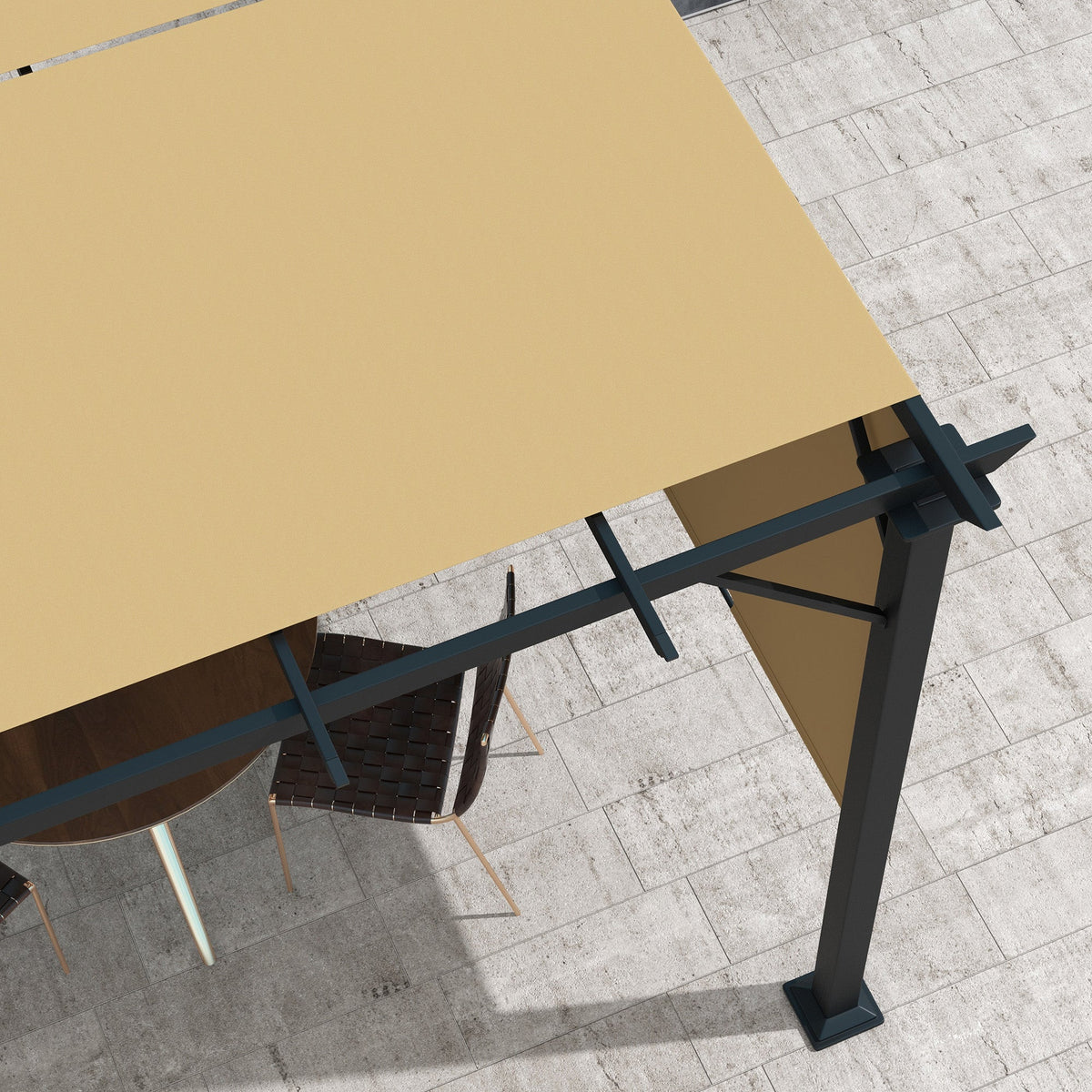 10' x 10' Outdoor Gazebo with Sun Shade Canopy and Steel Frame, Brown