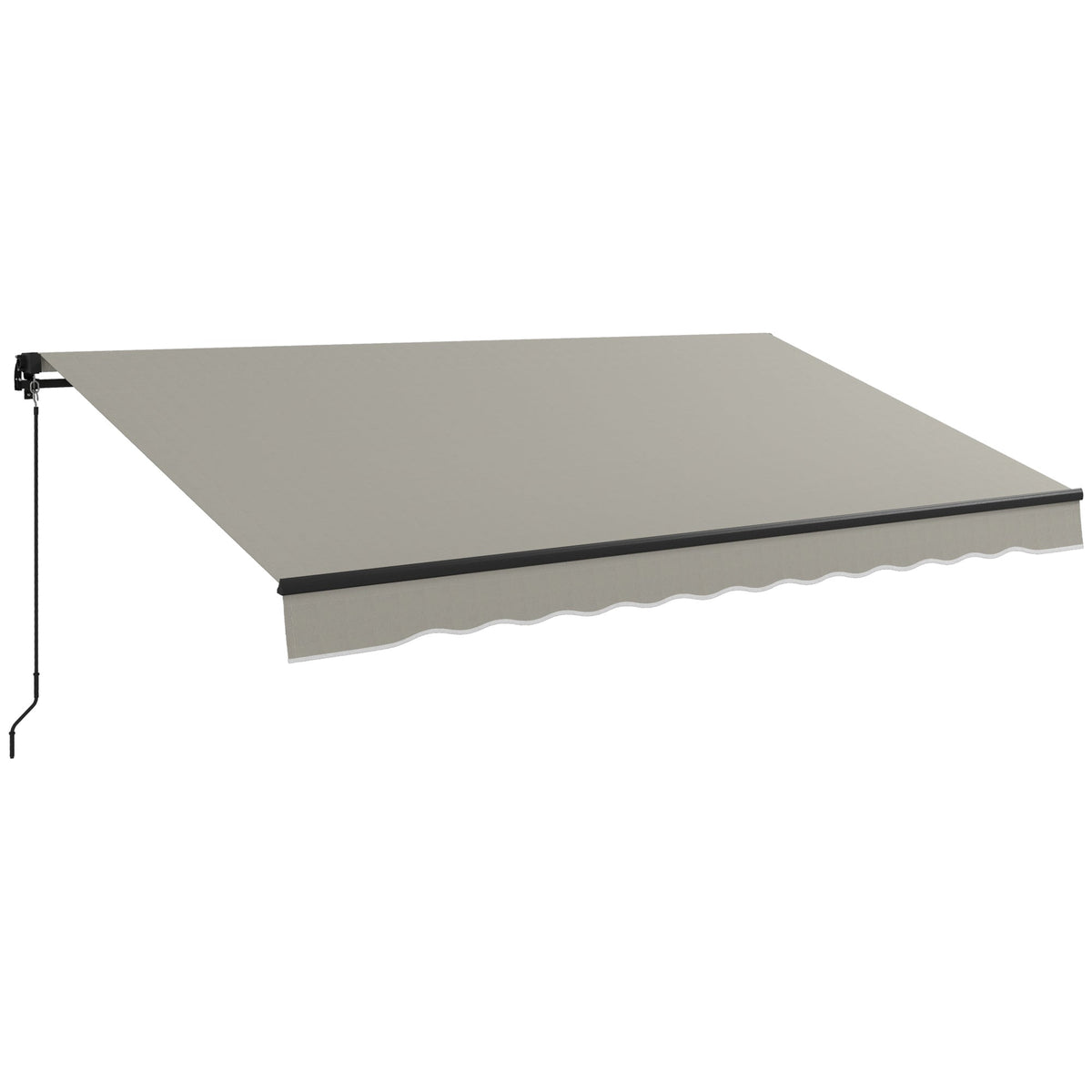 12' x 10' Retractable Awning with Manual Crank, 280gsm UV Resistant Fabric and Aluminum Frame, Light Grey
