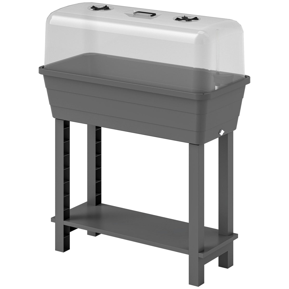 Self-Watering Raised Garden Bed with Ventilation Lid, Water Level Indicator, 29.5" x 14.2" x 36.2", Dark Grey