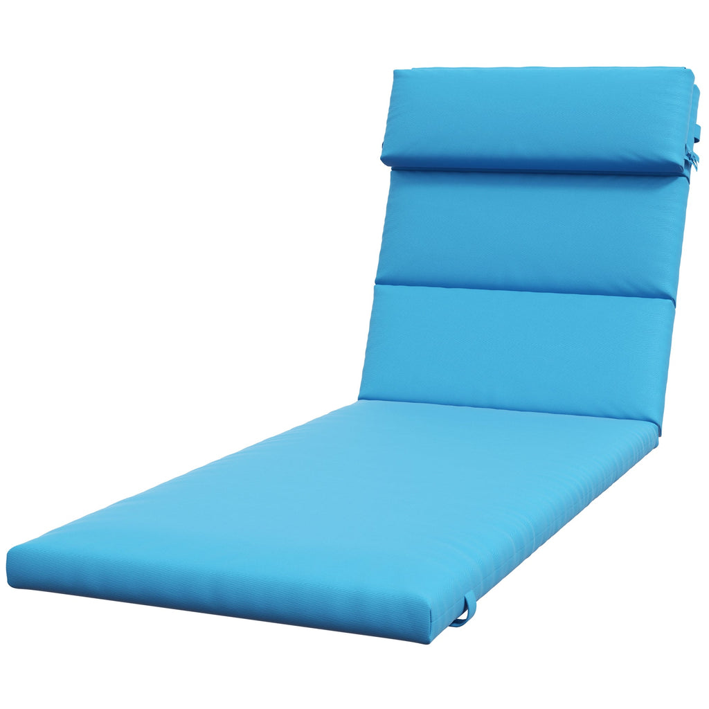 Patio Chaise Lounge Chair Cushion Replacement Lounger Pads w/ Headrest & Ties, Turquoise