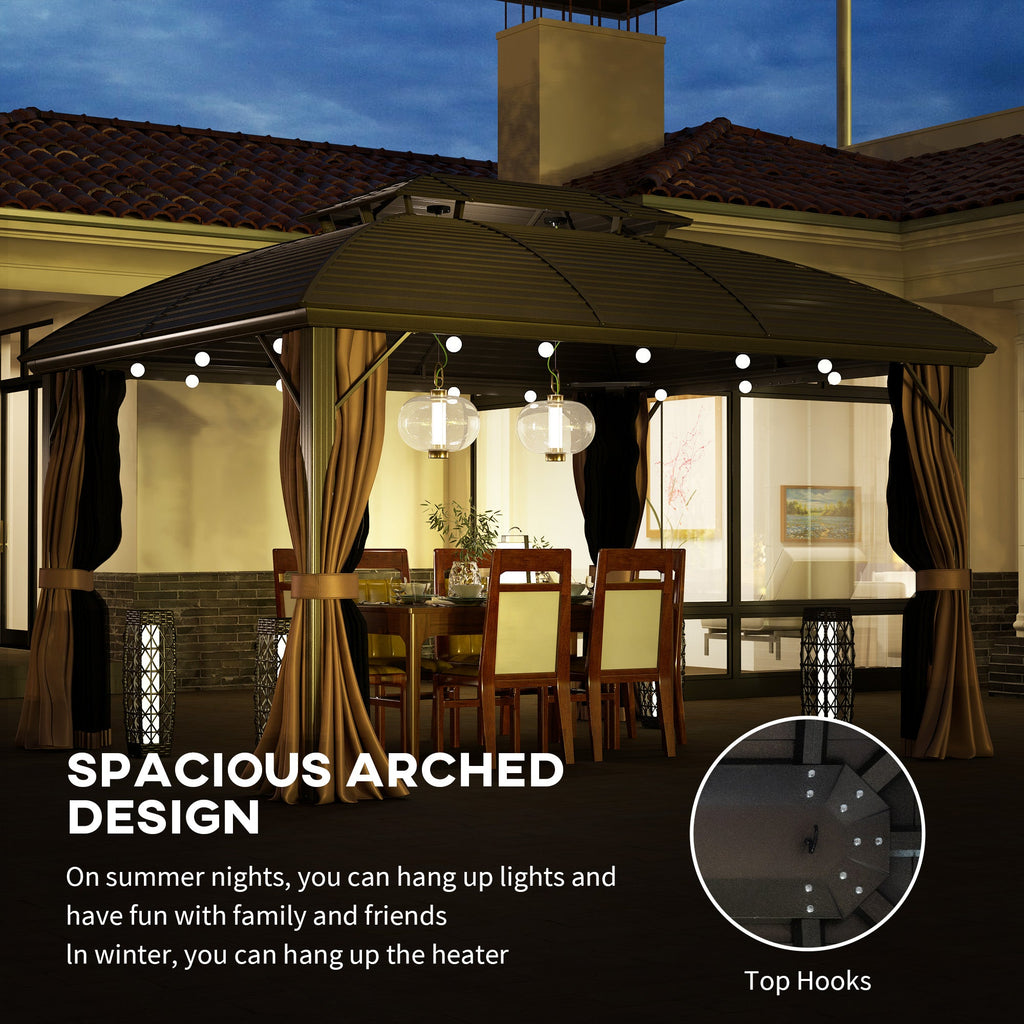 10' x 12' Hardtop Gazebo with Double Roof & Aluminum Frame, Coffee
