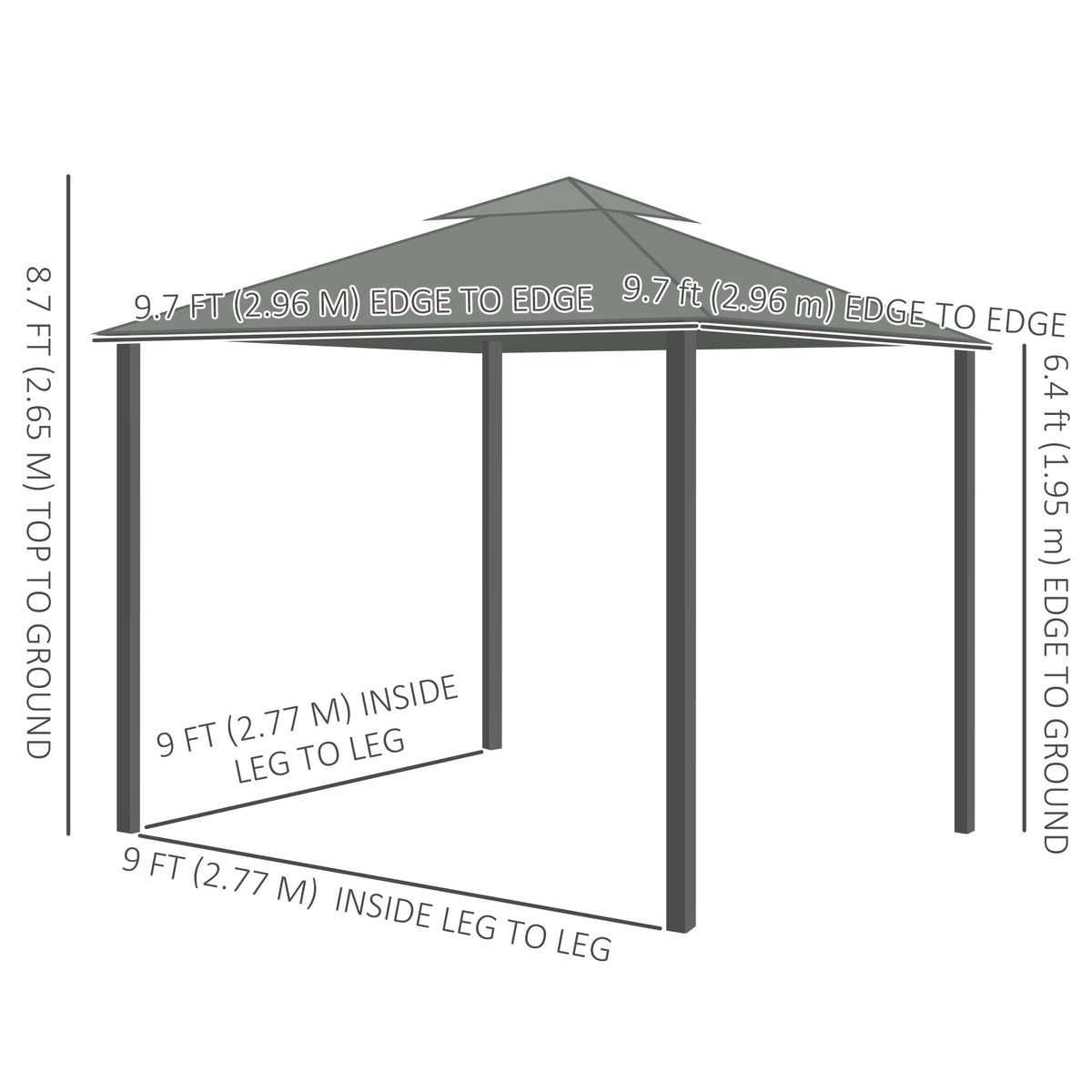 10' x 10' 2-Tier Gazebo with Zippered Mesh Walls & Aluminum Frame, Coffee