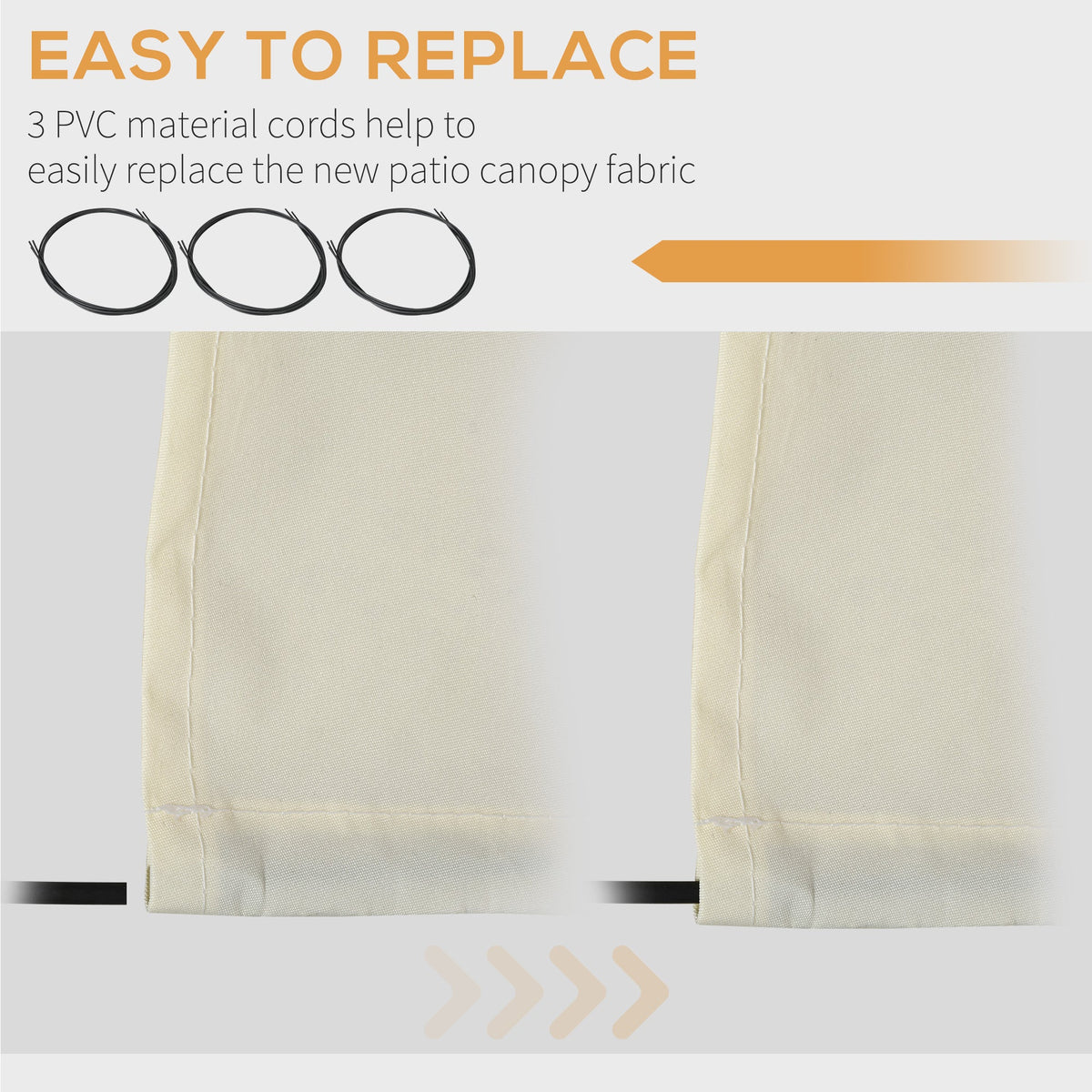 11' x 10' Retractable Awning Fabric Replacement, 280gsm UV Resistant Fabric, Cream White