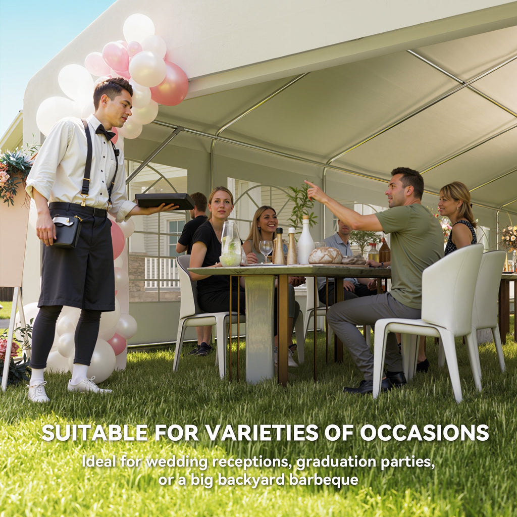 23 x 39 ft Heavy Duty Party Tent with Removable Sidewalls & Windows, Outside Waterproof Canopy for Parties, White