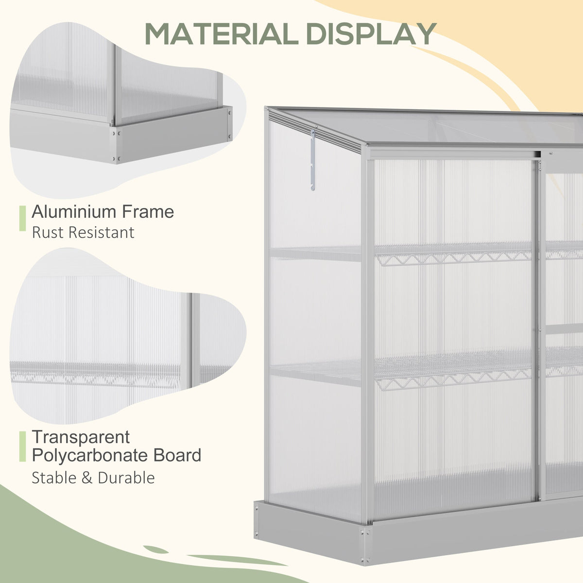 52" x 23" x 55" Aluminum Cold Frame Greenhouse with Openable Top & 2 Shelves, Silver