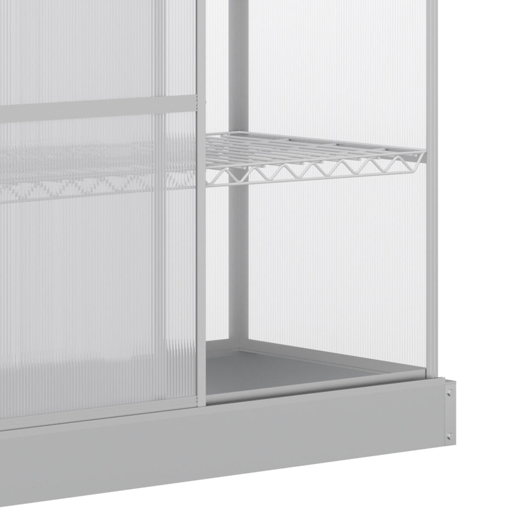 52" x 23" x 55" Aluminum Cold Frame Greenhouse with Openable Top & 2 Shelves, Silver