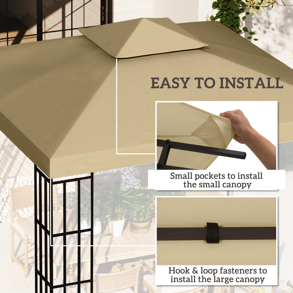 9.8' x 9.8' 2-Tier Gazebo Replacement Canopy, Beige