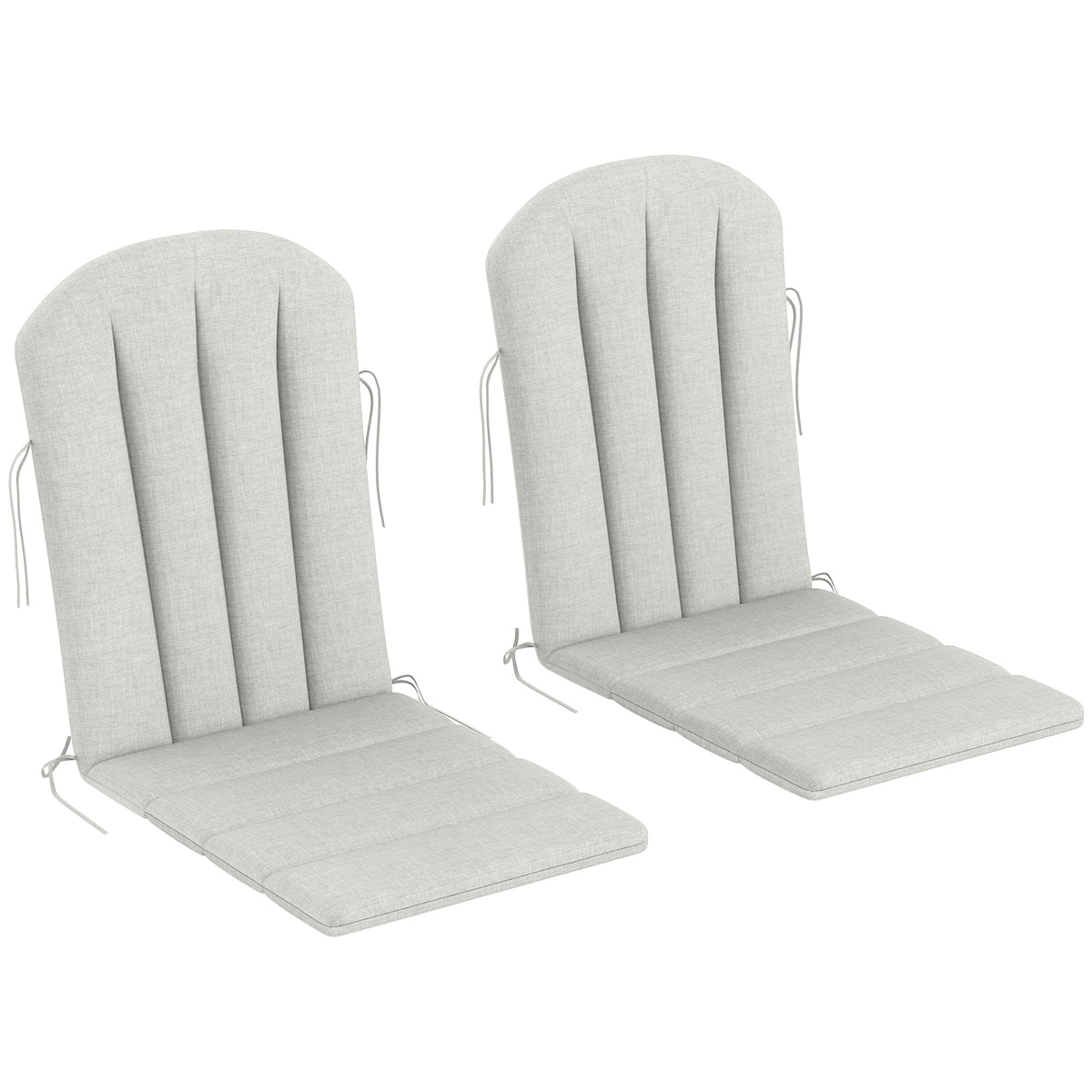 Set of 2 Patio Chair Cushions, High Back Adirondack Chair Cushion with Ties, Light Grey