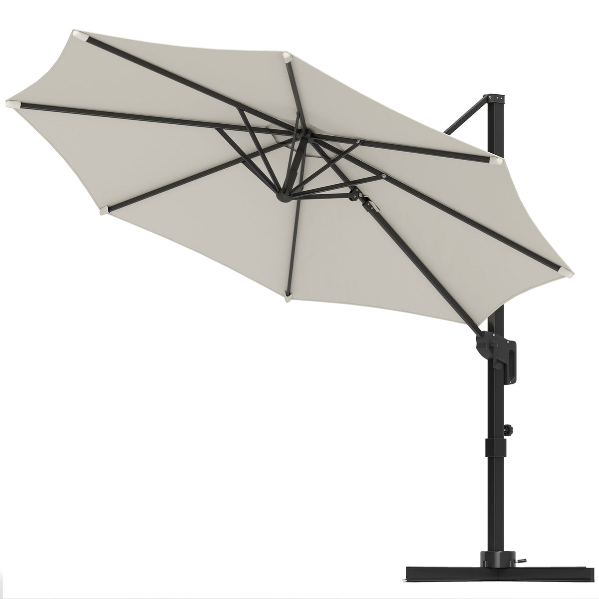 10' Cantilever Patio Umbrella with 360° Rotation & Tilt, Cream White