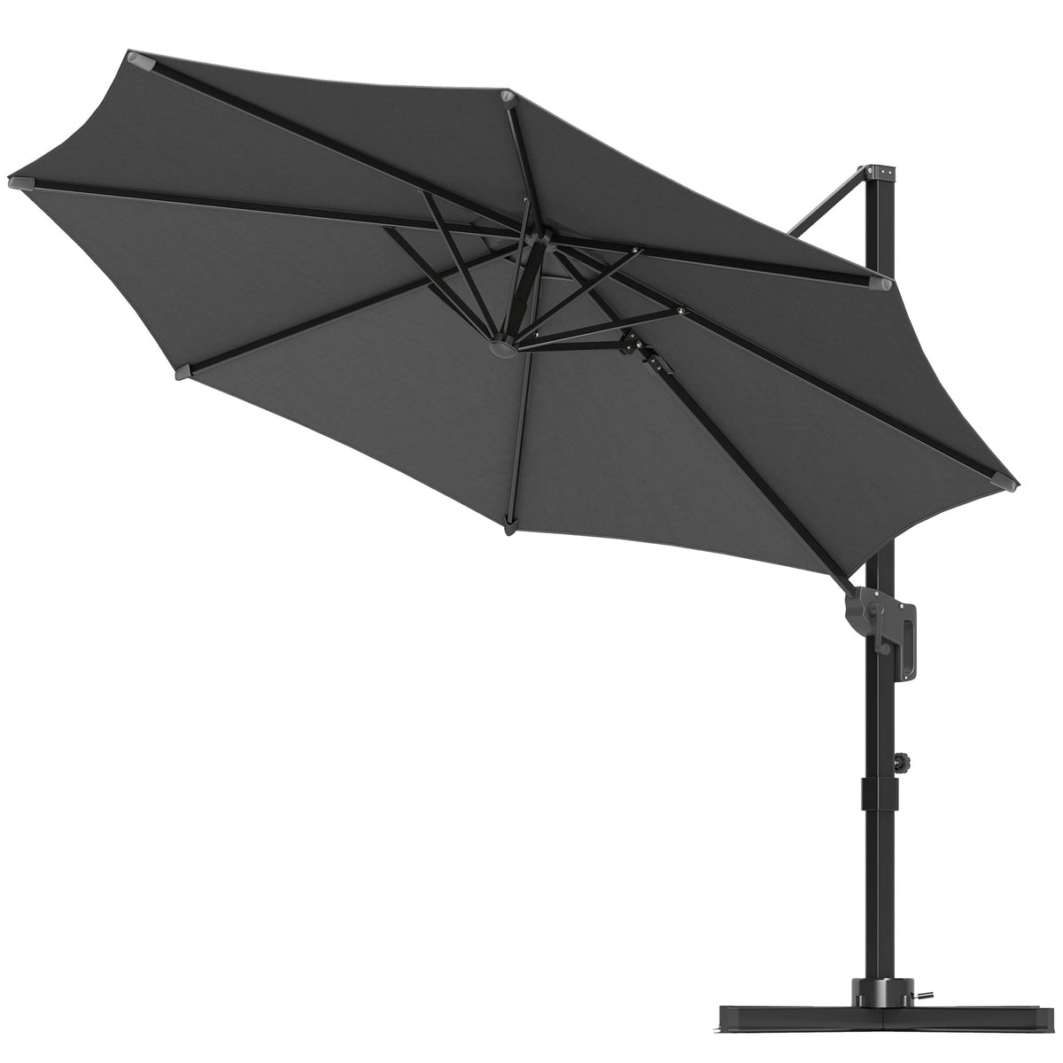 10' Cantilever Patio Umbrella with 360¡ã Rotation & Tilt, Grey