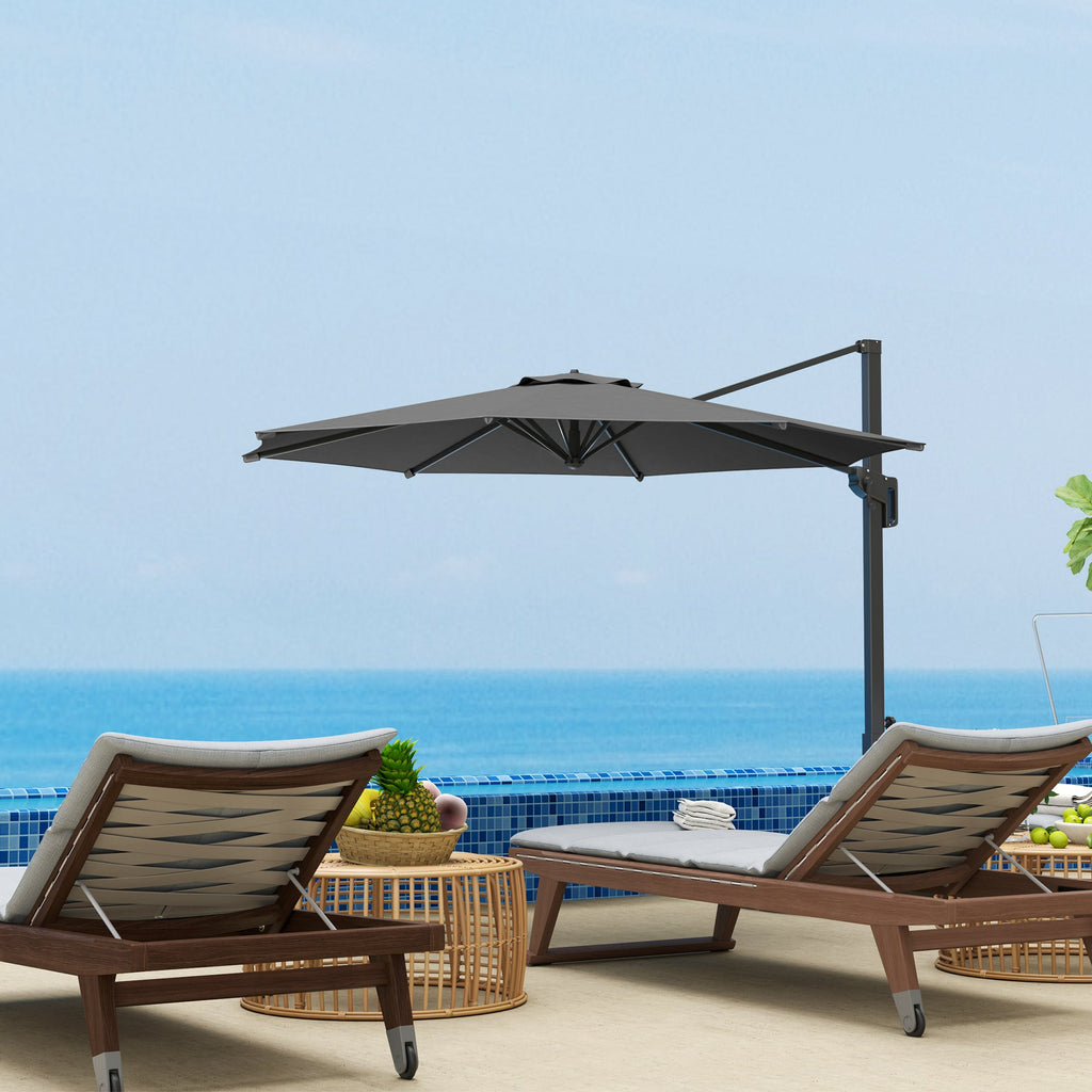 10' Cantilever Patio Umbrella with 360¡ã Rotation & Tilt, Grey