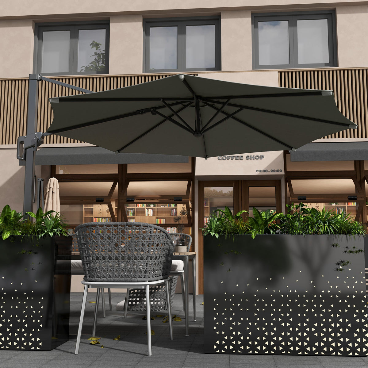 10' Cantilever Patio Umbrella with 360¡ã Rotation & Tilt, Grey