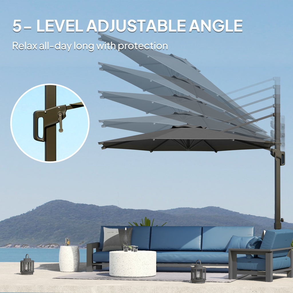 10' Cantilever Patio Umbrella with 360¡ã Rotation & Tilt, Grey
