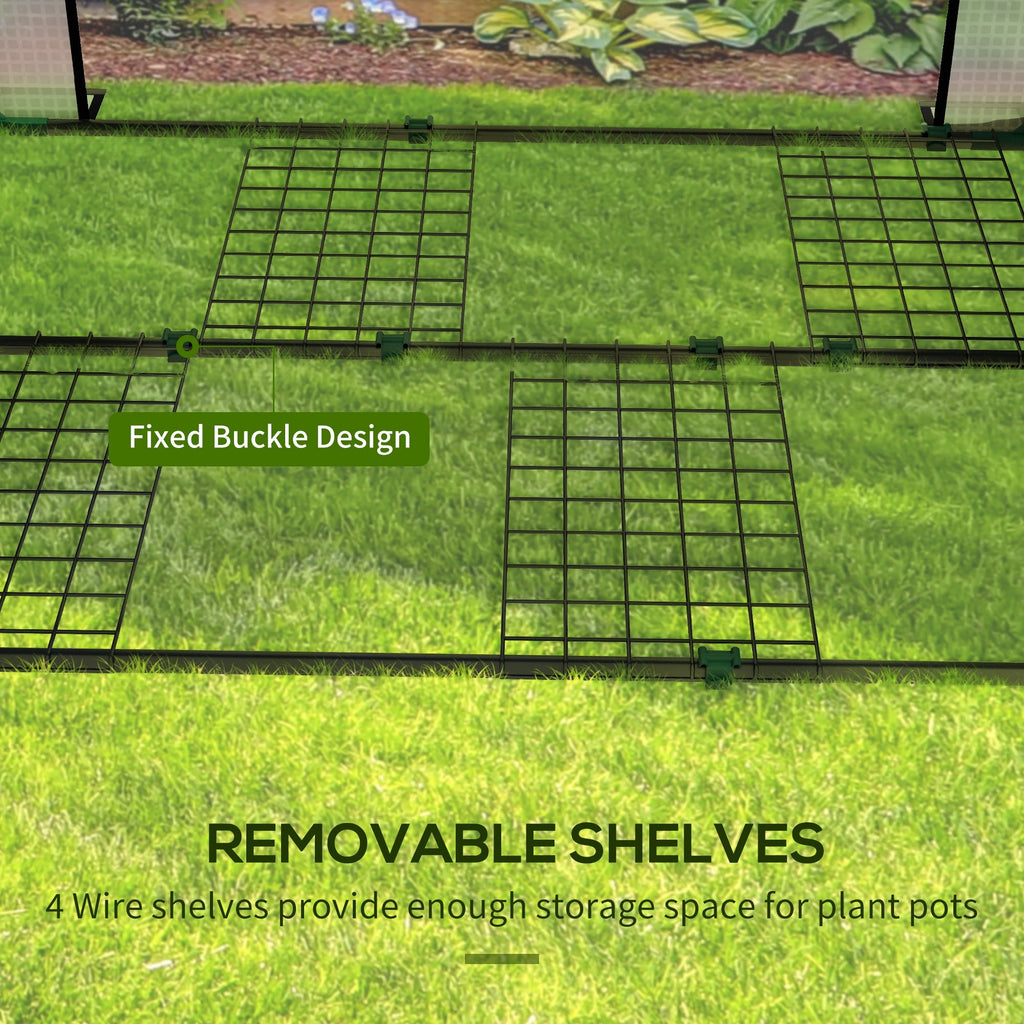 Mini Greenhouse with 4 Wire Shelves, Portable Tomato Greenhouse, 39.4" x 31.5" x 59.1", White