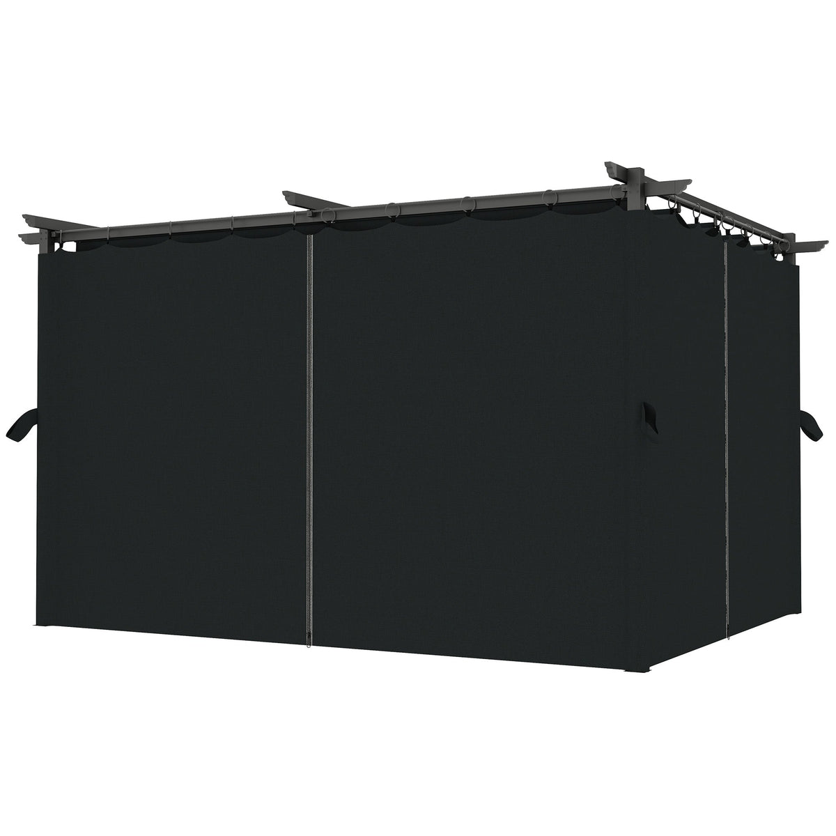 10' x 13' Retractable Pergola All Weather Resistant with UPF30+ Canopy & Privacy Curtains, Dark Grey