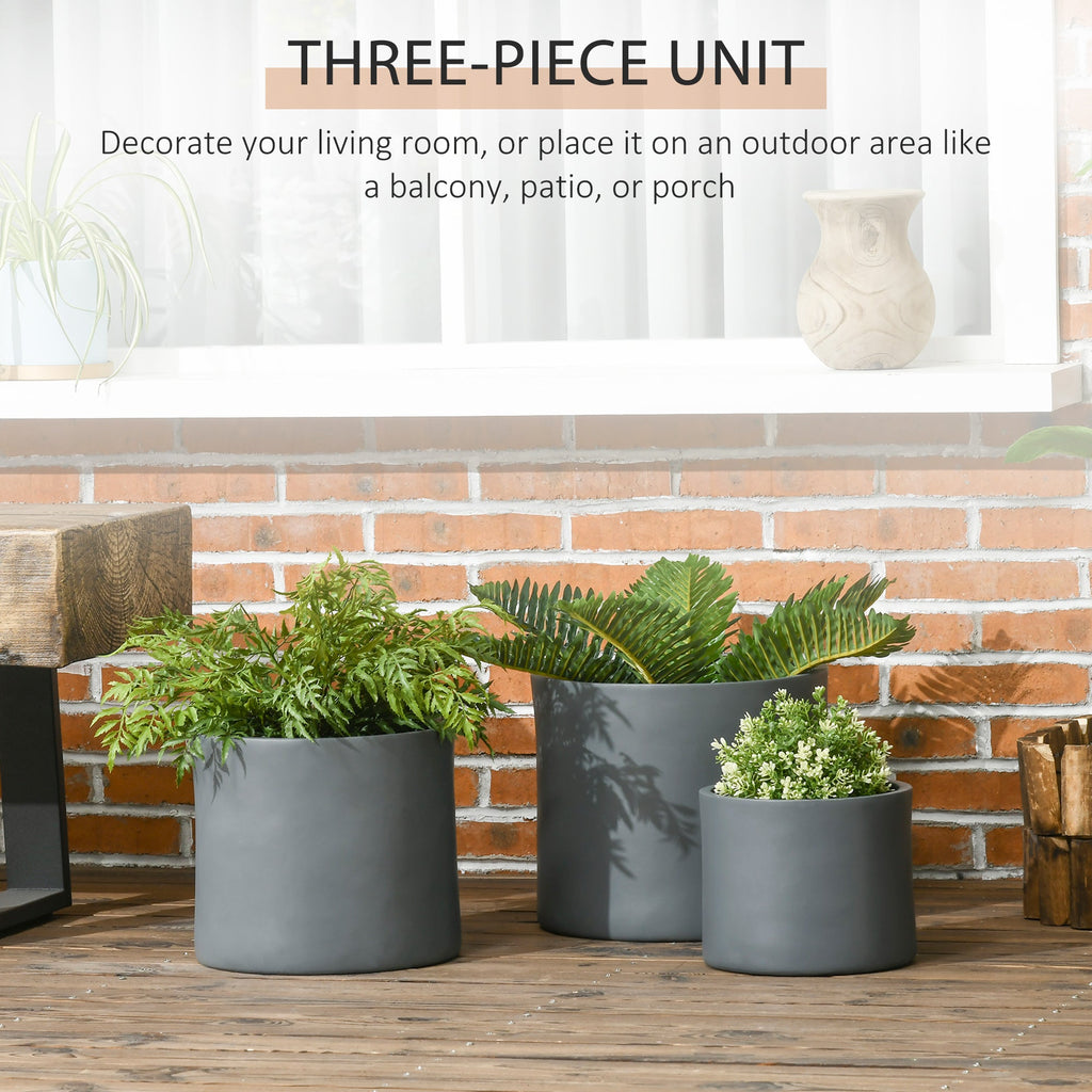 Set of 3 Planters, 13"/11.5"/9" with Drainage Holes
