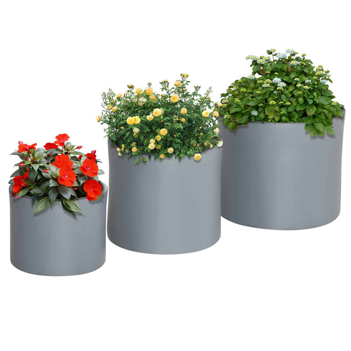 Set of 3 Planters, 13"/11.5"/9" with Drainage Holes