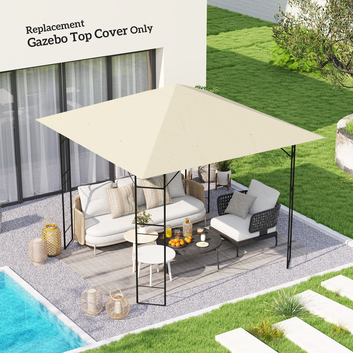 10' x 10' Water Resistant Gazebo Top with Water Resistant & UPF30+ Protection, Cream White
