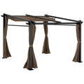 10' x 10' Metal Pergola with Sliding Roof Canopy, Coffee