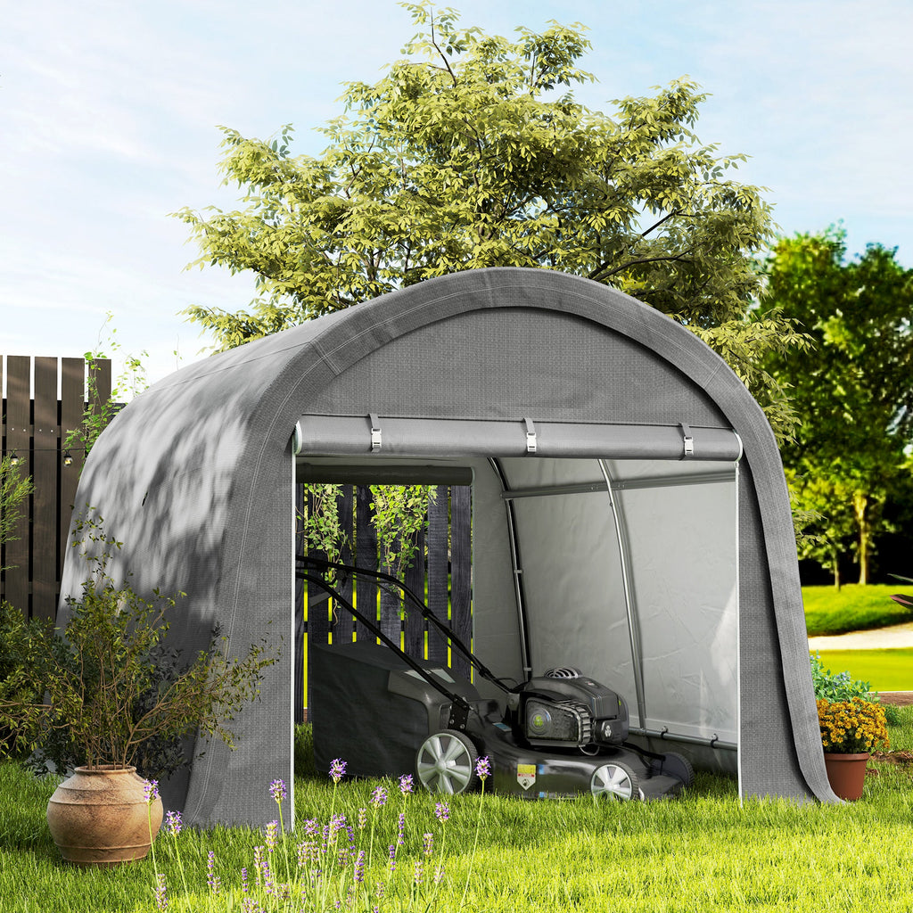 10' x 10' Heavy Duty Garden Storage Tent with Galvanized Frame, Light Grey