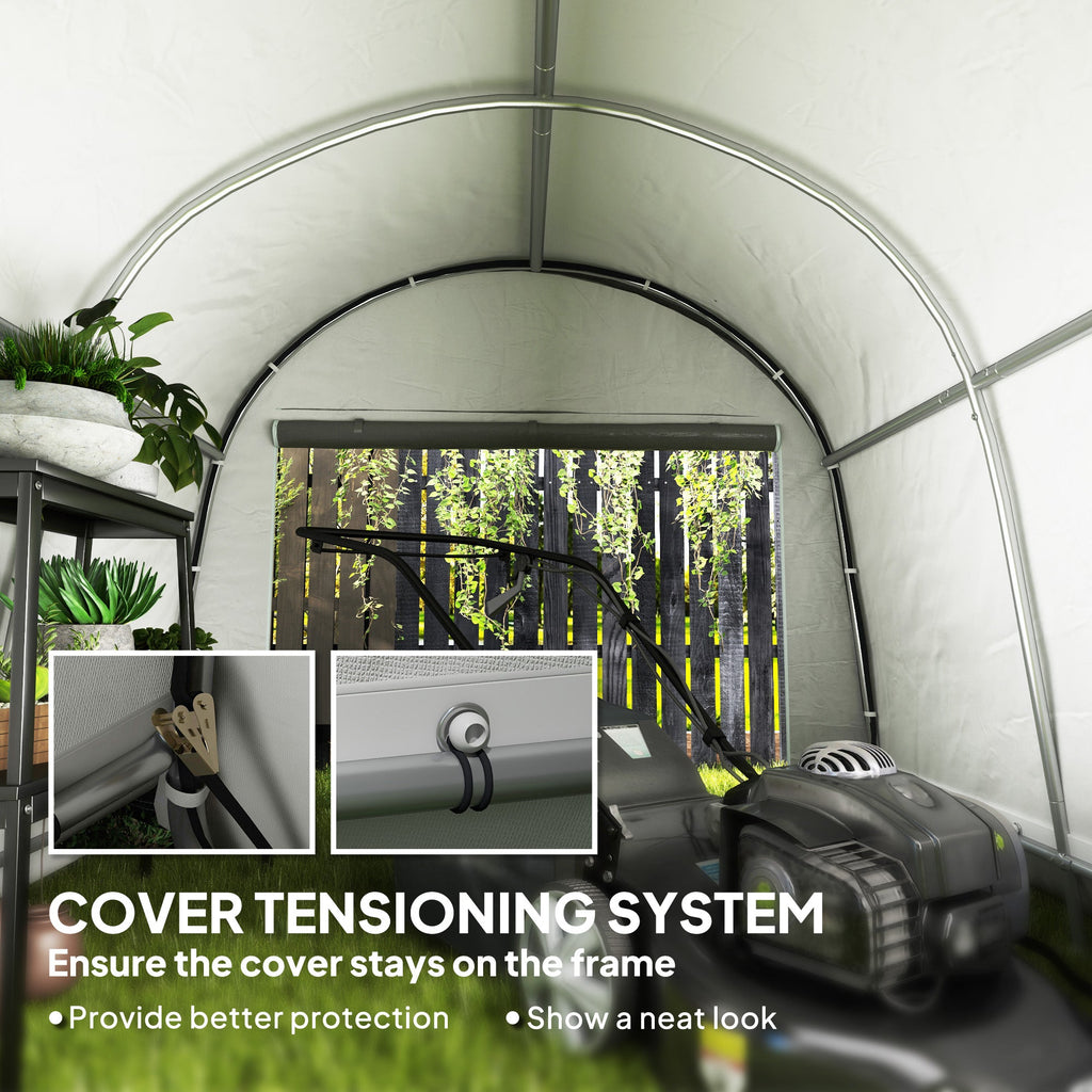10' x 10' Heavy Duty Garden Storage Tent with Galvanized Frame, Light Grey