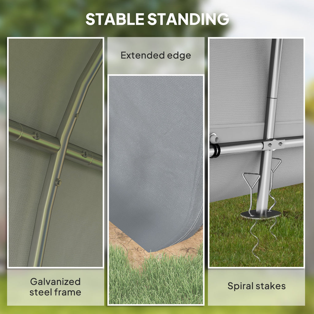 10' x 10' Heavy Duty Garden Storage Tent with Galvanized Frame, Light Grey