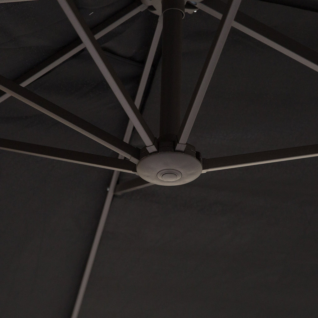 15' Twin Canopy Patio Umbrella with Crank, Air Vents, Black