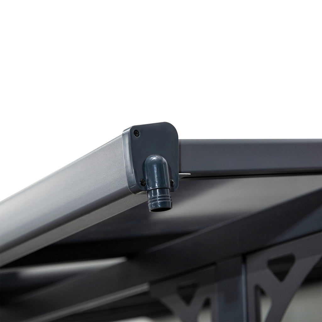 10' x 10' Outdoor Lean to Hardtop Pergola with Polycarbonate Roof & Adjustable Height, Grey