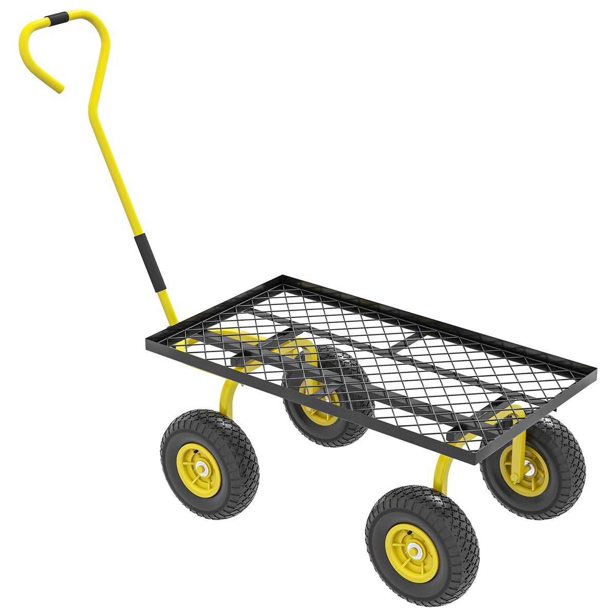 Heavy Duty Garden Wagon with 10" Wheels and Rotating Handle, 330 lb Capacity, Yellow